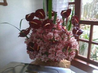flower arrangement - beautiful flower arrangement in the corner