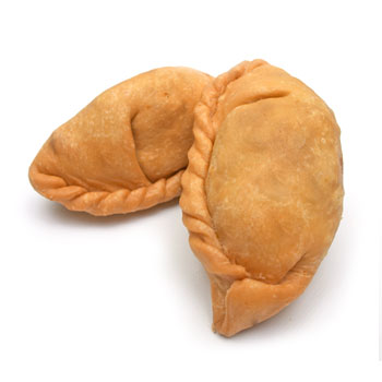 a couple of curry puffs - A deep fried snack made from flour with fillings inside, common ones being curry chicken, potatoes and sometimes eggs.