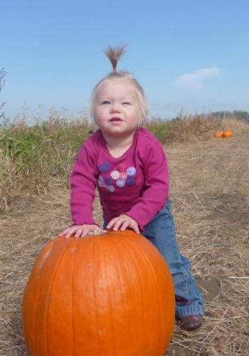 Lillie - My great niece Lillie. (Liliie is short for Lillian Marie) This was taken around her first birthday which was on 10/30. It was her first visit to a pumpkin farm!