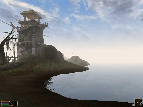 Morrowind Screenshot - Screenshot of the coast of the starting village in Morrowind.