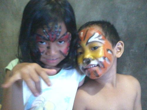 face painting  - my kids with their faces painted