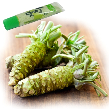 Wasabi Plant and Wasabi Paste - Disclaimer: The pictures weren't taken by me. Search google and you'll find them.  I just edited this for the purpose of informing others of what the wasabi plant and the wasabi paste look like.