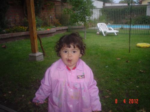 Baby´s Easter - Baby Sofia eating chocolate eggs.