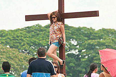 girl on cross in pampanga - girl on cross with 'provocative' pose that went viral