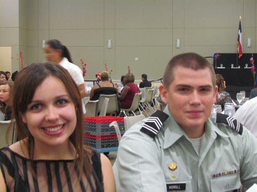 before the banquet - she sat with us at the banquet. all things were going good till she left the table with another cadet. things went downhill after that.