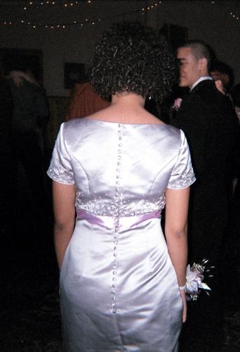 Back view - The buttons were just for show...it actually zipped up the back but we were thrilled that it had these buttons. It made the dress so much classier.