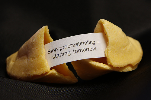 Stop procrastination - I am totally suffering from procrastination and I would like to take it off my system so badly. I admit that I am quite a lazy person but I want to change for the better. It is totally ruining my performance academically. I wish that procrastination never have existed. 