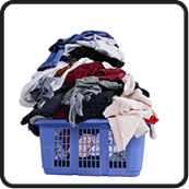 clothes - this is an image of a clothes basket filled with clothes.