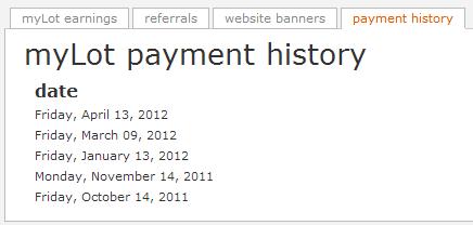 Mylot Payment History - screenshot of my mylot payment history