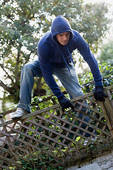 a thief on your own house :P - climbing a fence of your own