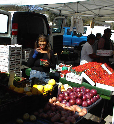 Maria Wright Displaying Her Produce at Templeton's - This is one of my favorite vendors at Farmers Market in Templeton