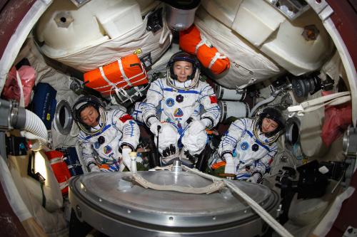 Chinese Astronauts For Shenzhou-9 - The 3 astronauts for Shenzhou-9 Jing Hai Peng (center), Liu Wang(left) and Liu Yang (right) Chinese Astronauts For Shenzhou-9 - The 3 astronauts for Shenzhou-9 Jing Hai Peng (center), Liu Wang(left) and Liu Yang (right)