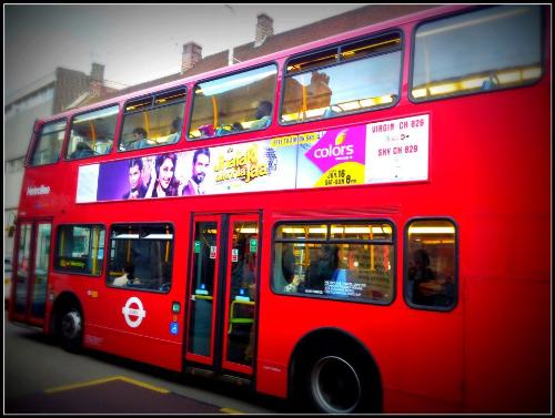 madhuri's poster on London bus - madhuri's poster on London bus, looking nice. I hope you like it.