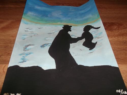 in daddys hands painting - My silhouette painting called In Daddy&#039;s Hands