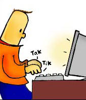 orkut vs myspace - cartoon image of a computer addict