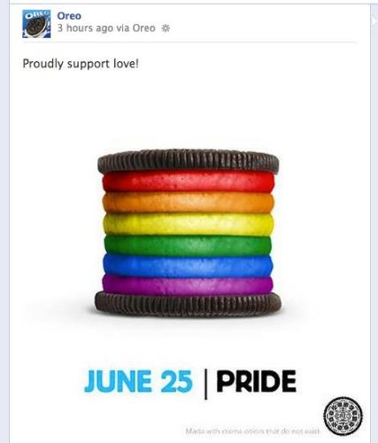 Oreo - Photo released by Oreo to show their support on gay marriage.