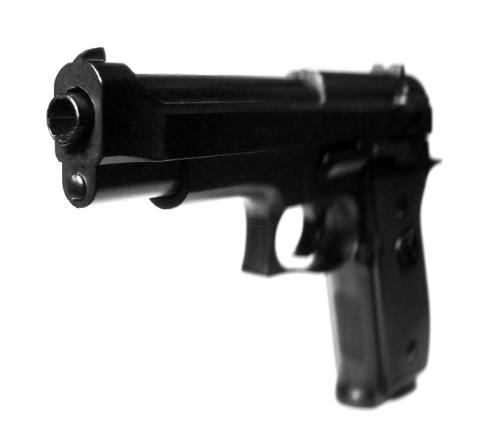 Gun - black gun, on white background.