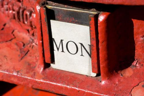 Monday - a mailbox that reads "Mon"