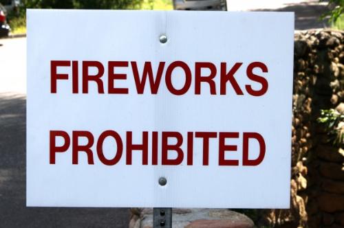 Fireworks sign - Fireworks prohibited sign