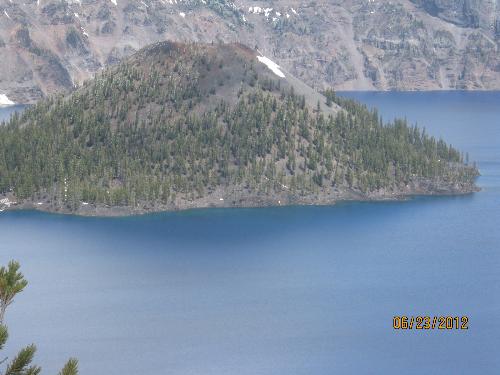 Crater Lake, OR - A picture of Crater Lake in June. 