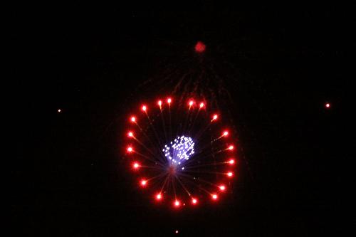 double firework forming a circle with a spray insi - I was shooting using the ISO of 3200 and was shooting in the Hand Held mode. This is the first of a two shot burst.