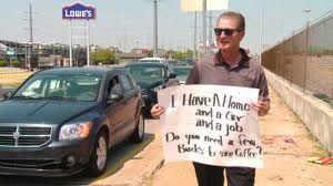 Doug Eaton Gives Out Money On His 65th Birthday - Doug Eaton spent 65 minutes on his 65th birthday giving out $5 bills to strangers on a busy street corner in Oklahoma City.   Eaton attracted the attention of news crews and passersby with his sign that read “I have a home… and a car… and a job. Do you need a few bucks for some coffee?”