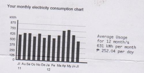 my electric bill - This is the graph of our electric consumption, the lowest for the year LOL