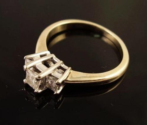 engagement ring - 3 stone princess cut diamond