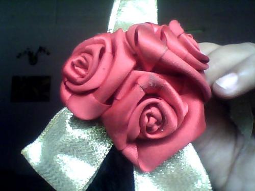 Red ribbon rose - Beautiful Red Ribbon Rose. I have made it with my hands and I adore them because they turned out very good.