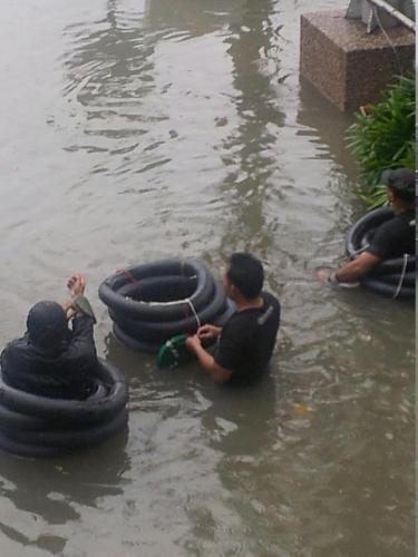 Flood rescuers  - Flood rescuers preparing for the rescue