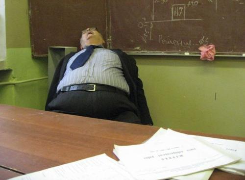 Teacher sleeping in easy way - Professor sleeping