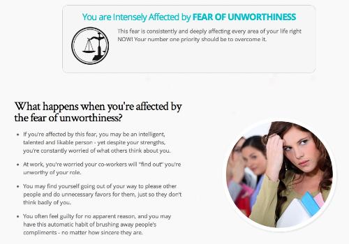 Fear of unworthiness result - I took the 3-minute quiz to find out what's sabotaging my abundance. This is one of the results I got.
Fear of unworthiness result - I took the 3-minute quiz to find out what's sabotaging my abundance. This is one of the results I got.