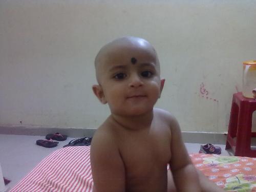 this is after mundan - my grandson after hair shaved