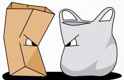 plastic versus paper  - plastic bag or paper bag
