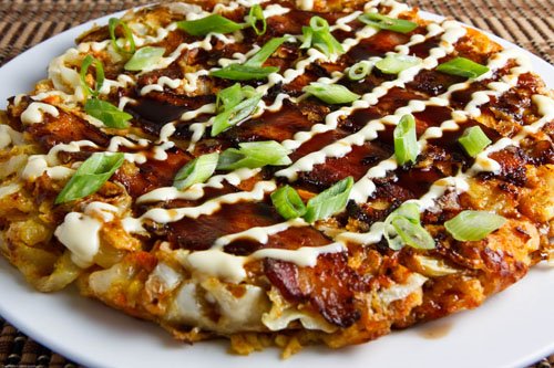 okonomiyaki - Okonomiyaki is a Japanese pancake which contains a lot of ingredients :) I just love this dish~