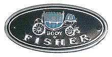 The logo "Body by Fisher" of the company, Fisher B - An oval logo with a carriage in it and the words. "Body By Fisher". The logo "Body by Fisher" of the company, Fisher B - An oval logo with a carriage in it and the words. "Body By Fisher".
