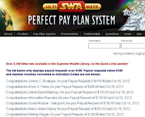 SWA Payouts - Supreme Wealth Alliance payment proofs
