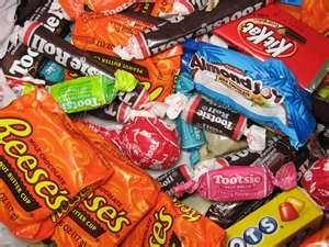 All kinds of candy - Peanut Butter cups are my favorite