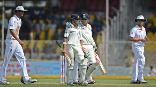 Virender Sehwag and Gautam Gambhir - Virender Sehwag and Gautam Gambhir seen on the first day of the test match against England at the Sardar Patel Stadium in Motera, Ahmebdad on November 15, 2012