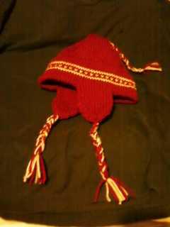 My First Earflap Hat! - Knitted on circular needles. I think it came out quite well. Made 2 with this design.