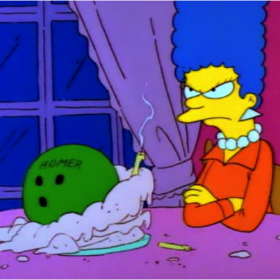 You're post made me think of this episode of The S - In this episode Homer buys Marge a bowling ball for her birthday with his name on it because it was really something for him.
