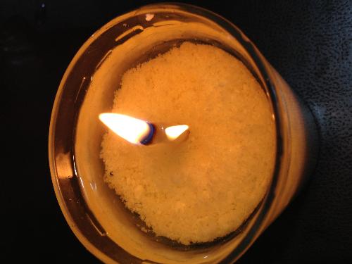 Neat Improvised Candle - Neat improvised candle made of salt, cooking oil, and matchstick covered with cotton