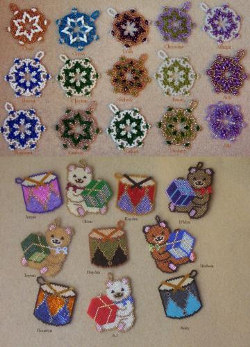 2012 Christmas Ornaments - These are all the beaded ornaments I made for my grand children and great grand children this year.