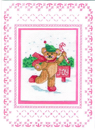 Skating Bear - My latest cross-stitch card completion.