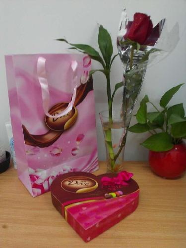 Christmas gift - This is the present my BF prepare for me,a box of chocolate and a rose, thanks for his love.