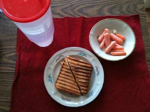 My lunch - Ham and cheese panini. My lunch - Ham and cheese panini.