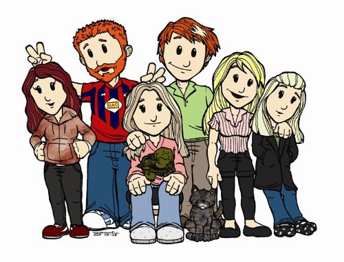 Extended Family - A cartoon pic depicting family