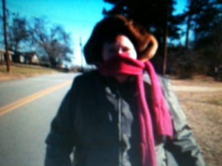 me, walking in winter coat - This is me walking. It&#039;s 36 degrees!