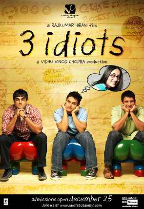 3 Idiots - 3 Idiots (stylized as 3 idiots) is a 2009 Indian comedy-drama film directed by Rajkumar Hirani, with a screenplay by Abhijat Joshi, and produced by Vidhu Vinod Chopra. It was loosely adapted from the novel Five Point Someone by Chetan Bhagat. 3 Idiots stars Aamir Khan, Kareena Kapoor, R. Madhavan, Sharman Joshi, Omi Vaidya, Parikshit Sahni and Boman Irani.