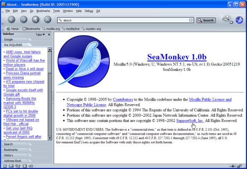 Internet - Seamonkey search engine